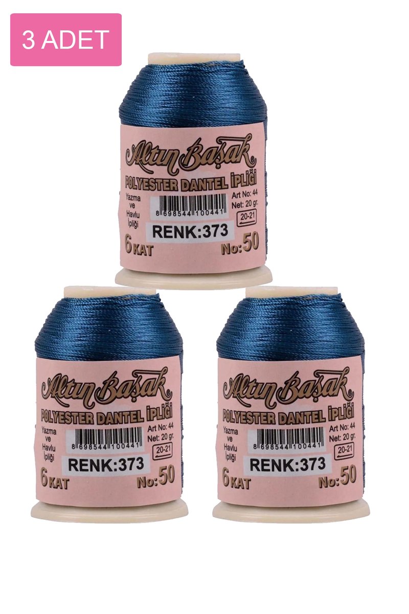 3 Adet Altınbaşak Oya ve Dantel İpi 20 gr - - No: 373