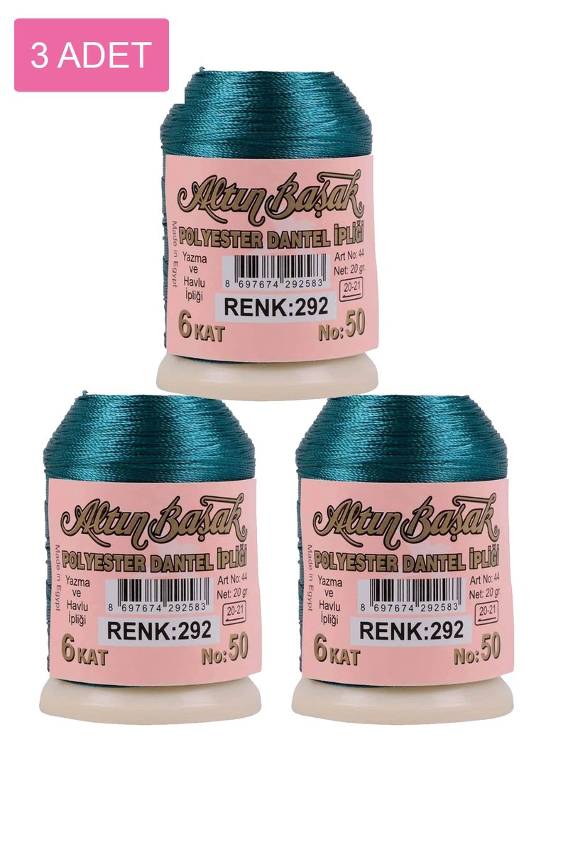 3 Adet Altınbaşak Oya ve Dantel İpi 20 gr - - No: 292