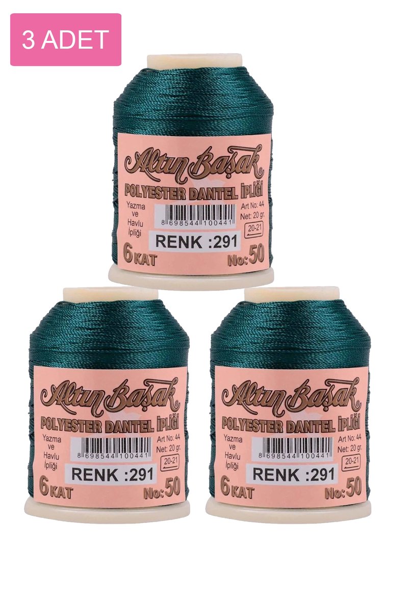 3 Adet Altınbaşak Oya ve Dantel İpi 20 gr - - No: 291