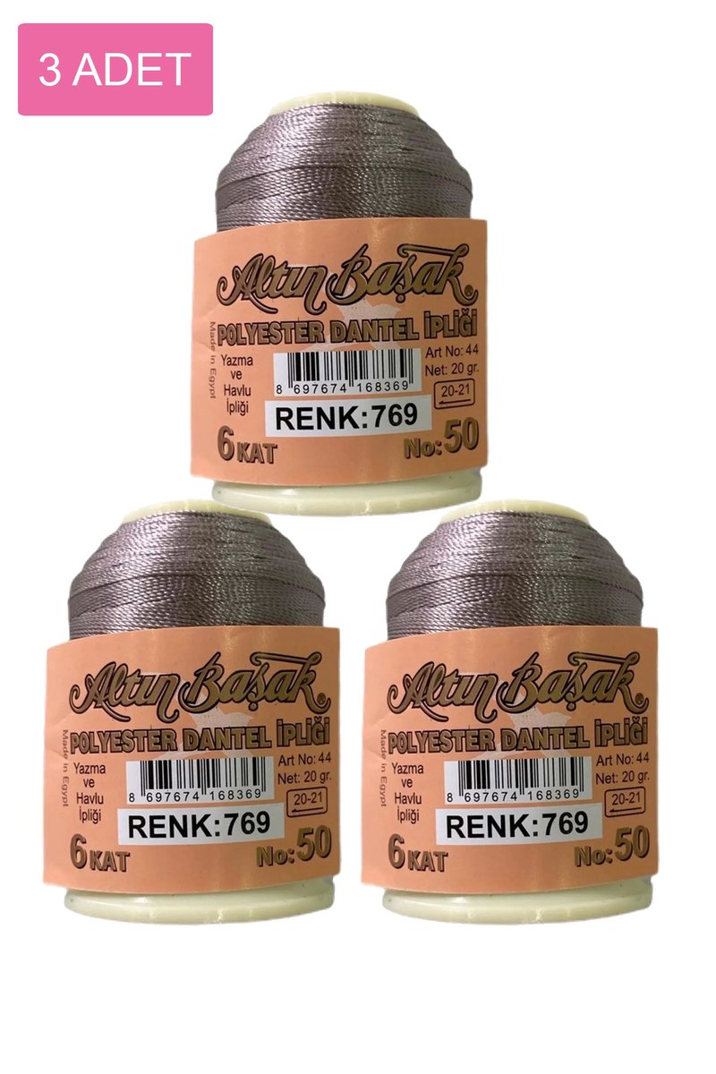 3 Adet Altınbaşak Oya ve Dantel İpi 20 gr - - No: 769