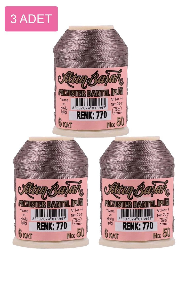 3 Adet Altınbaşak Oya ve Dantel İpi 20 gr - - No: 770