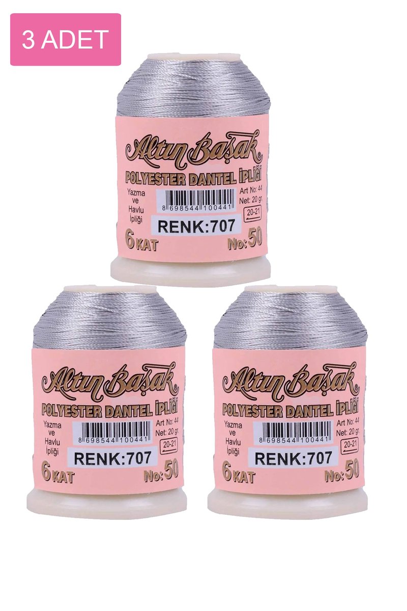3 Adet Altınbaşak Oya ve Dantel İpi 20 gr - - No: 707