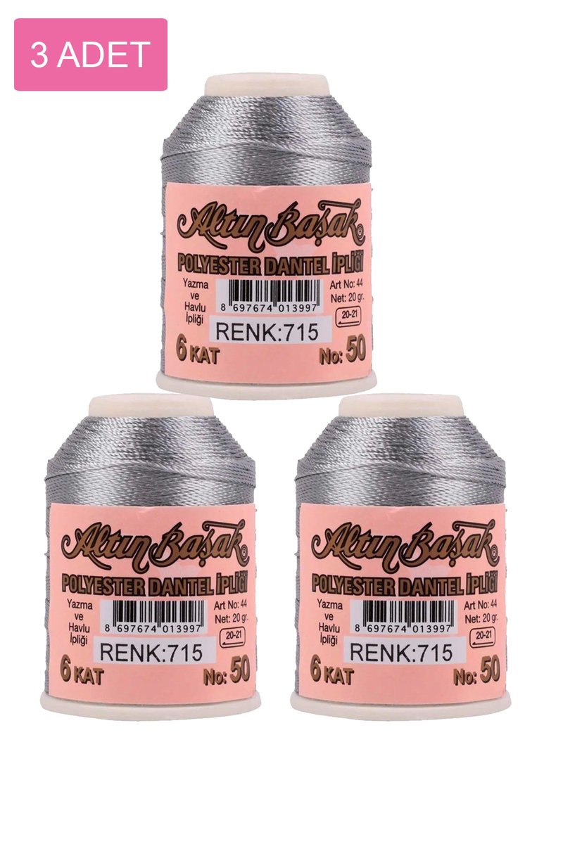 3 Adet Altınbaşak Oya ve Dantel İpi 20 gr - - No: 715