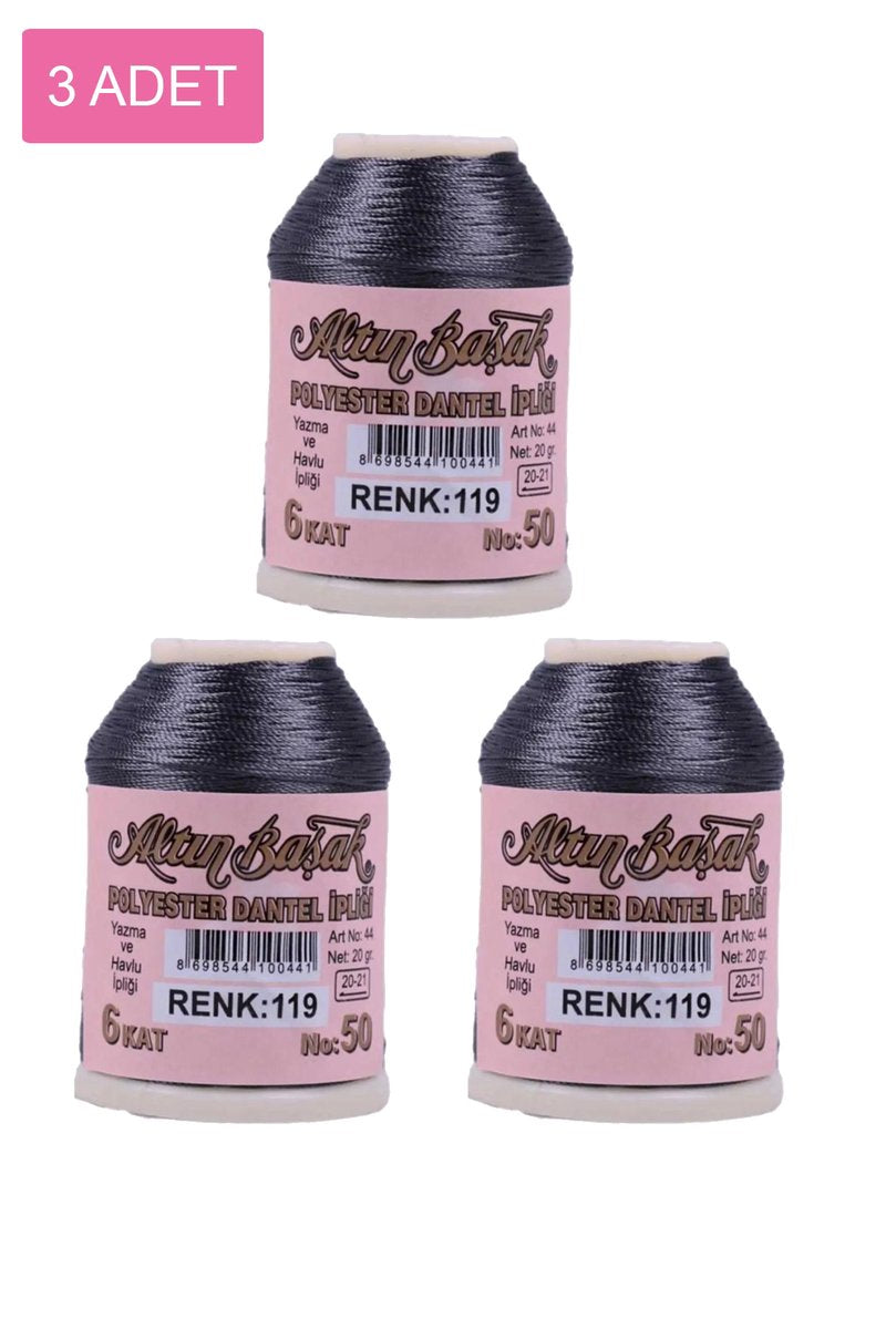 3 Adet Altınbaşak Oya ve Dantel İpi 20 gr - - No: 119