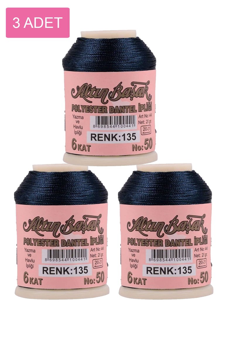 3 Adet Altınbaşak Oya ve Dantel İpi 20 gr - - No: 135