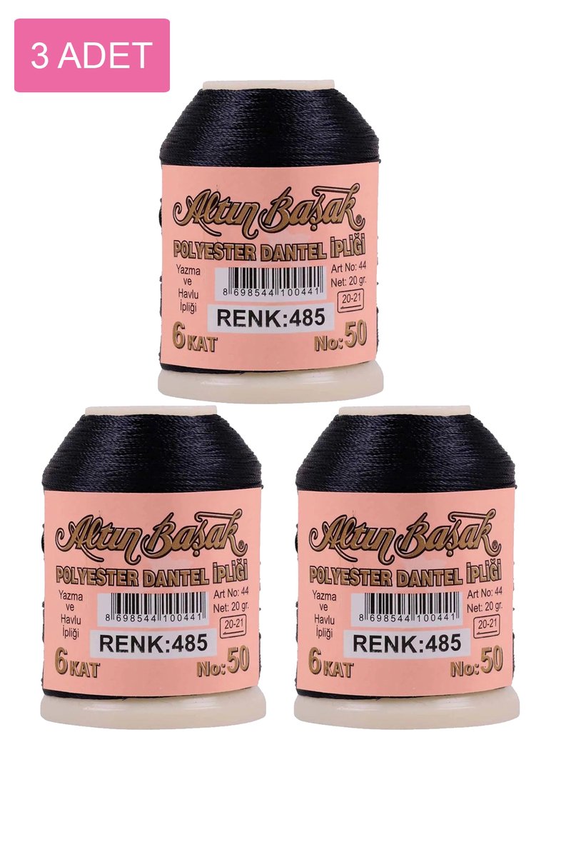 3 Adet Altınbaşak Oya ve Dantel İpi 20 gr - - No: 485
