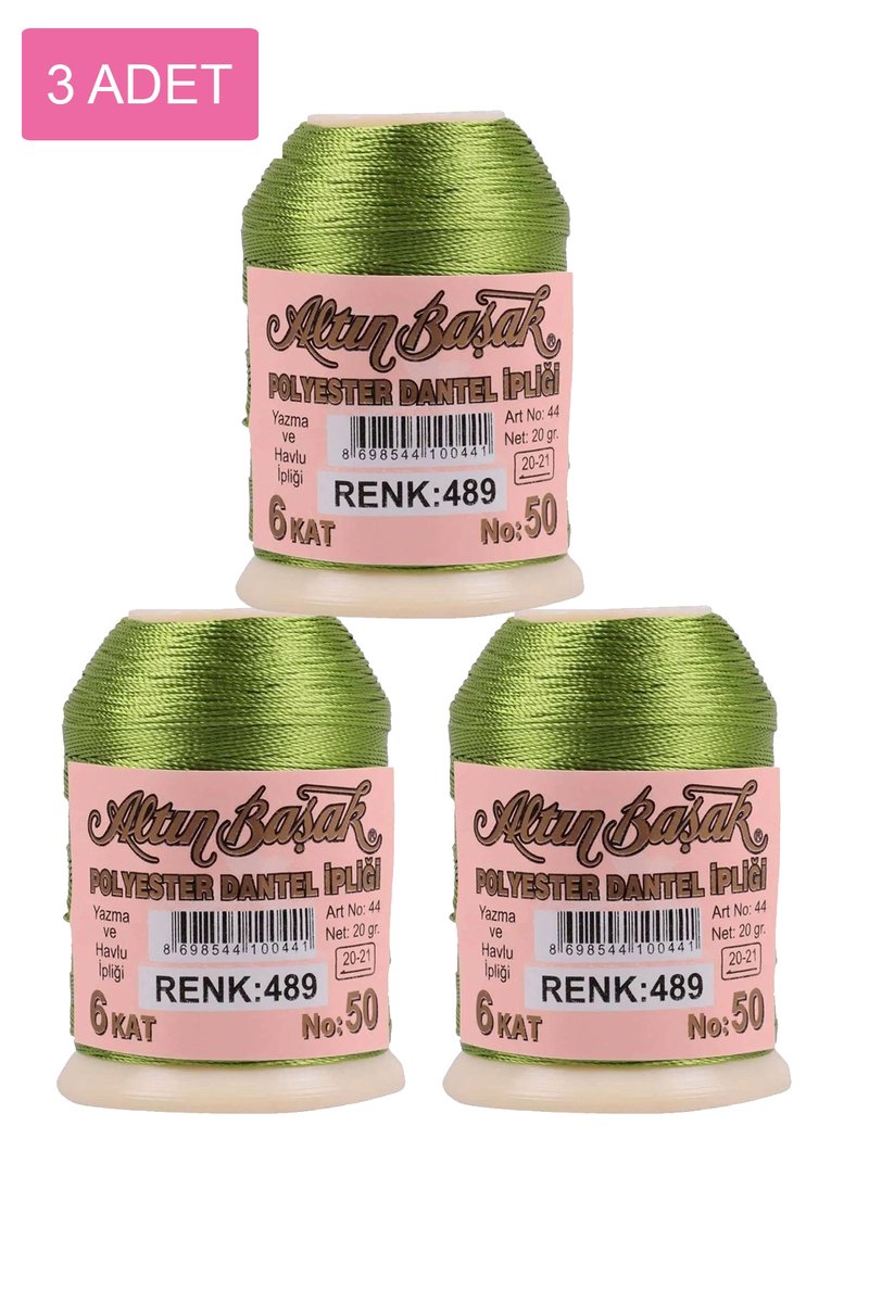 3 Adet Altınbaşak Oya ve Dantel İpi 20 gr - - No: 489
