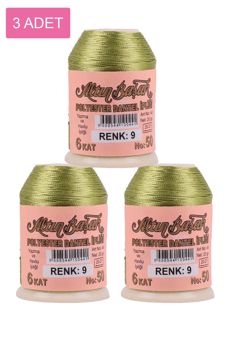 3 Adet Altınbaşak Oya ve Dantel İpi 20 gr - - No: 009