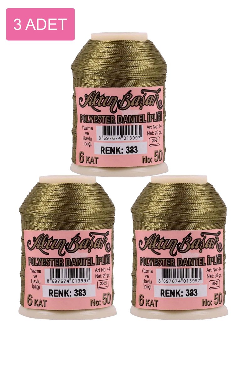 3 Adet Altınbaşak Oya ve Dantel İpi 20 gr - - No: 383
