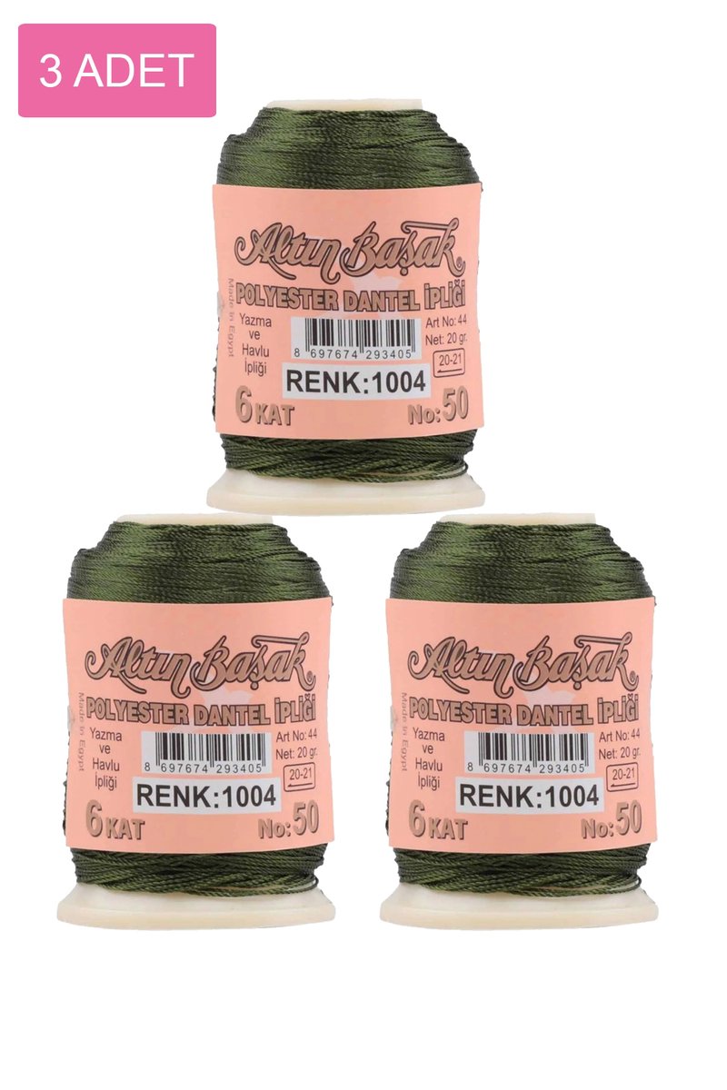 3 Adet Altınbaşak Oya ve Dantel İpi 20 gr - - No: 1004