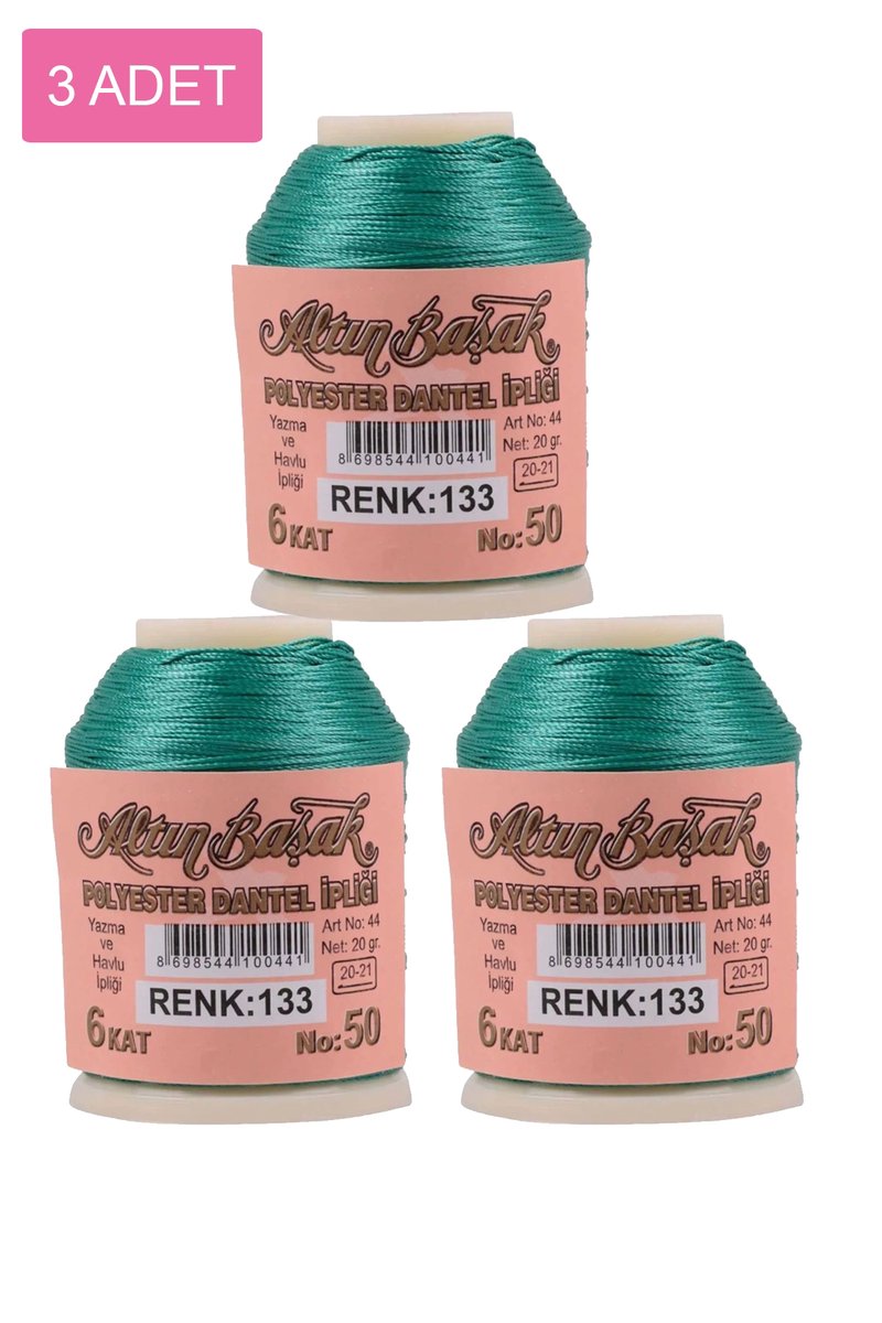 3 Adet Altınbaşak Oya ve Dantel İpi 20 gr - - No: 133