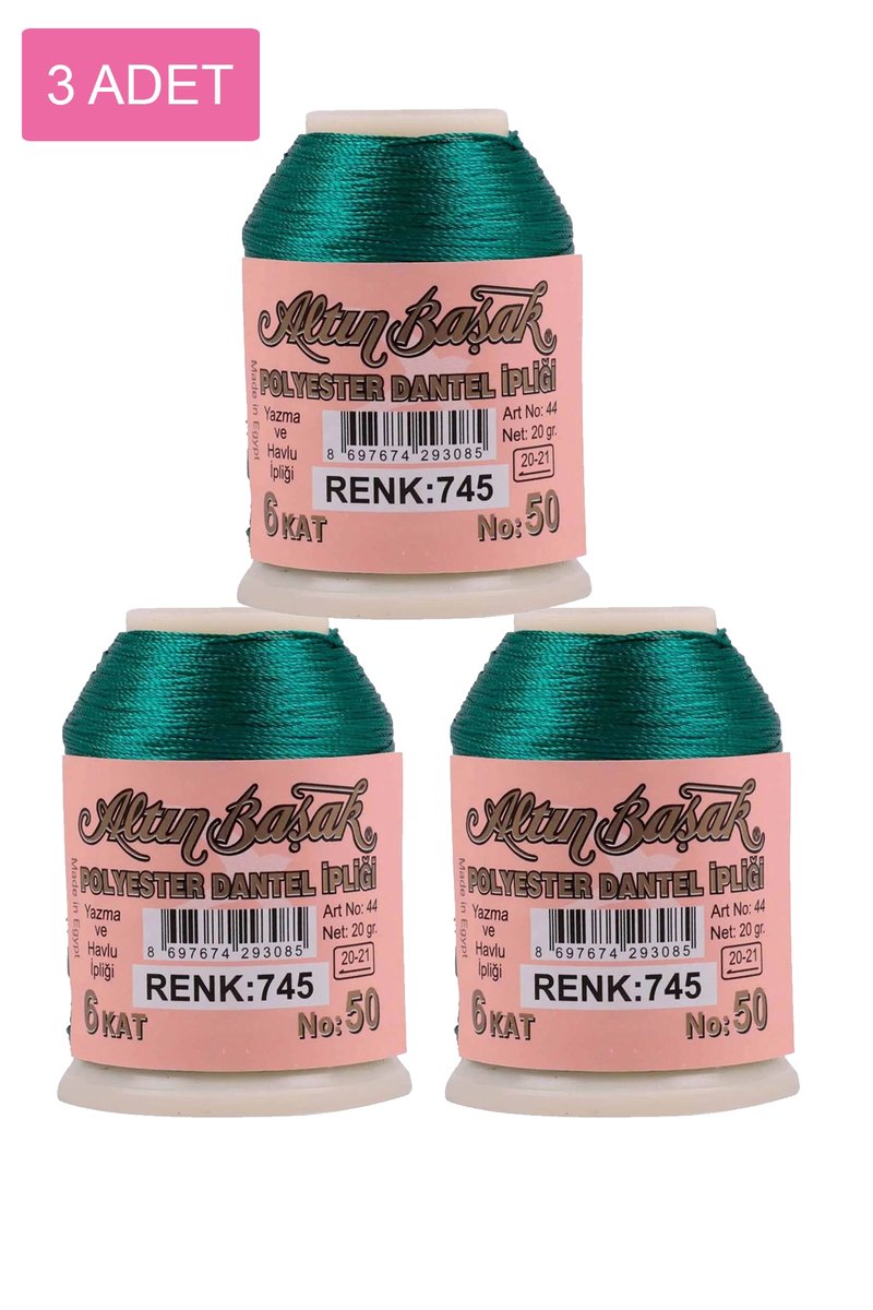 3 Adet Altınbaşak Oya ve Dantel İpi 20 gr - - No: 745