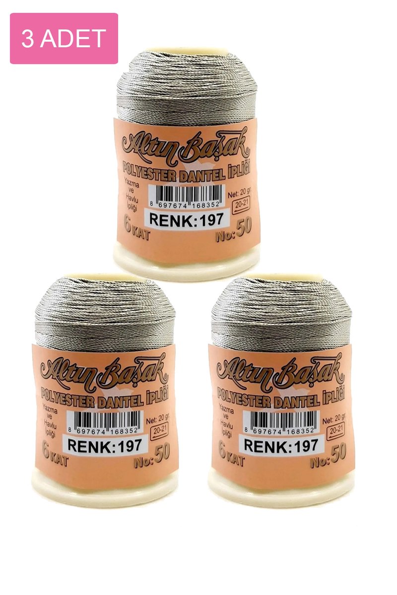 3 Adet Altınbaşak Oya ve Dantel İpi 20 gr - - No: 197