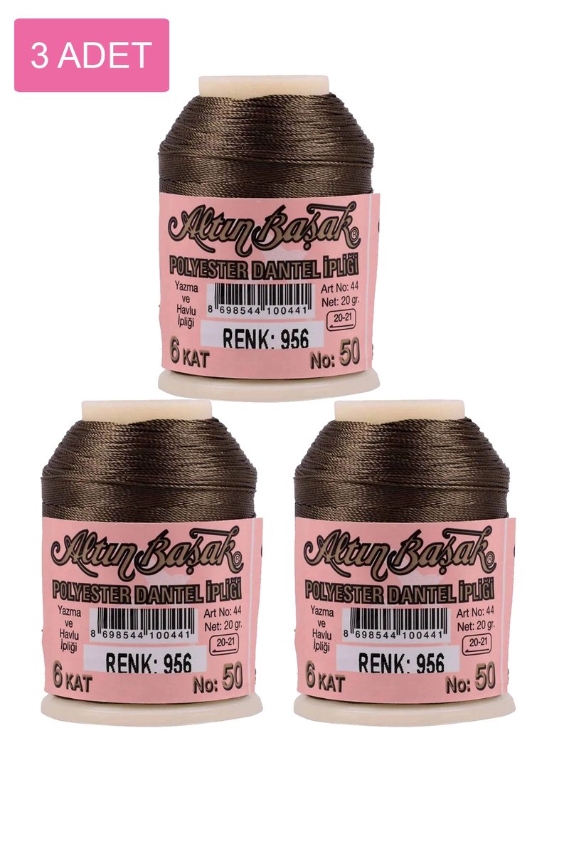 3 Adet Altınbaşak Oya ve Dantel İpi 20 gr - - No: 956