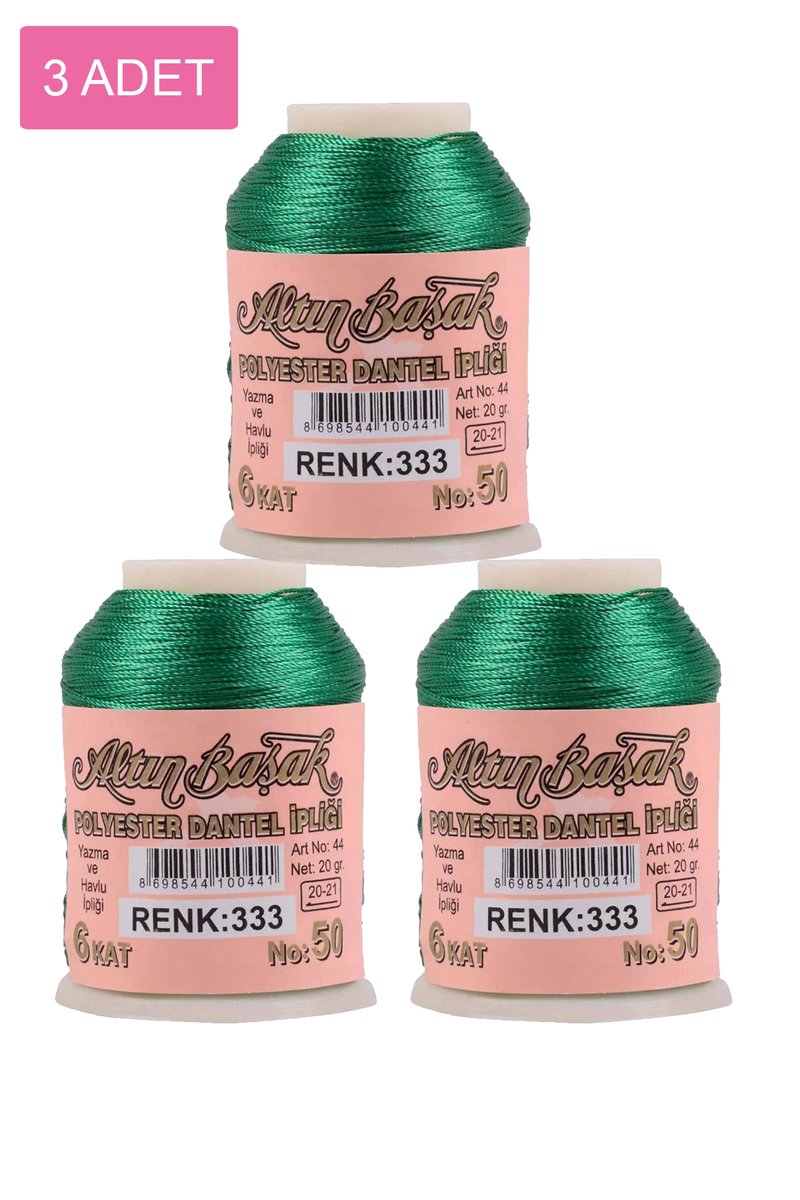 3 Adet Altınbaşak Oya ve Dantel İpi 20 gr - - No: 333
