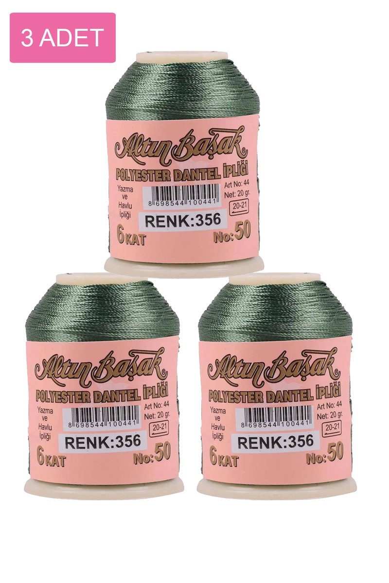 3 Adet Altınbaşak Oya ve Dantel İpi 20 gr - - No: 356