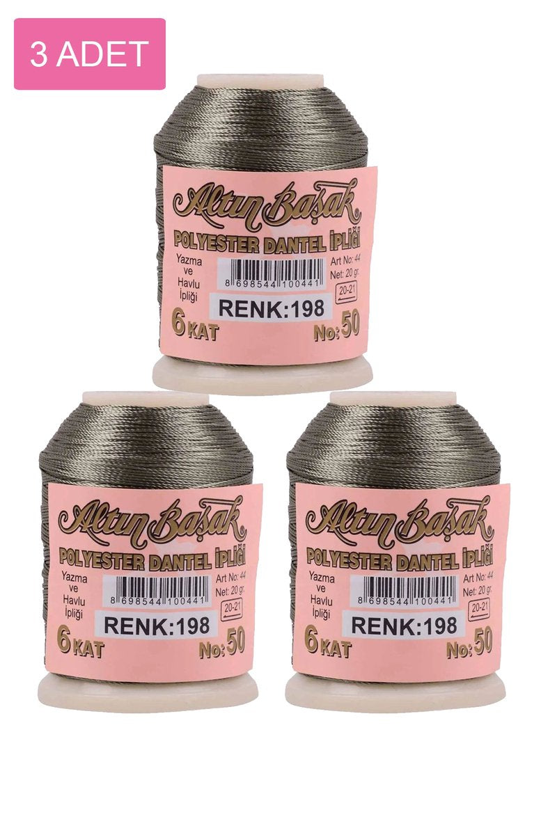 3 Adet Altınbaşak Oya ve Dantel İpi 20 gr - - No: 198