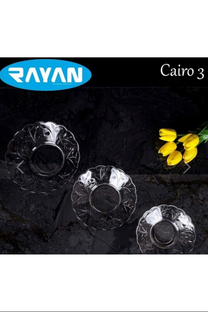 6'lı Cam Tabak Güneş Yıldız Gül 3 Model - G-405