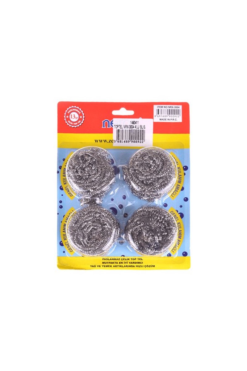 Nerox Çelik Top Tel Ovma Teli 4 Lü Blister - NRX-F3004