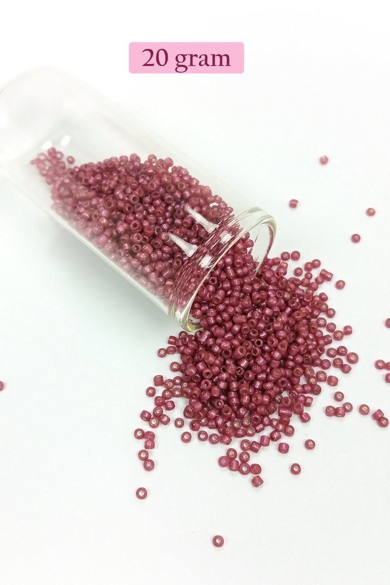 Dökme Cam Kum Boncuk (11/0) 2 mm - 20 Gram - Koyu Pembe - BNC011