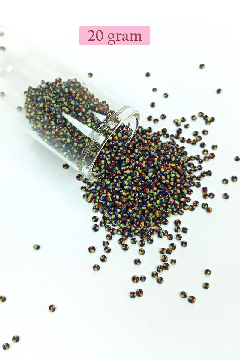 Dökme Cam Kum Boncuk (11/0) 2 mm - 20 Gram - Üç Renkli - BNC032