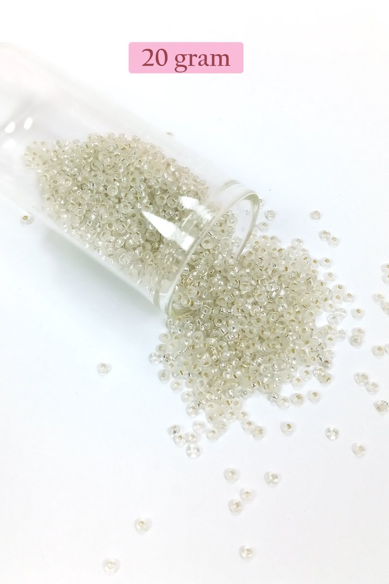 Dökme Cam Kum Boncuk (11/0) 2 mm - 20 Gram - Şeffaf - BNC034