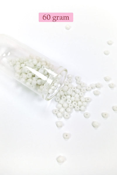 Dökme Cam Kum Boncuk Büyük Boy (6/0) 4 mm - 60 Gram - Beyaz - BNC111