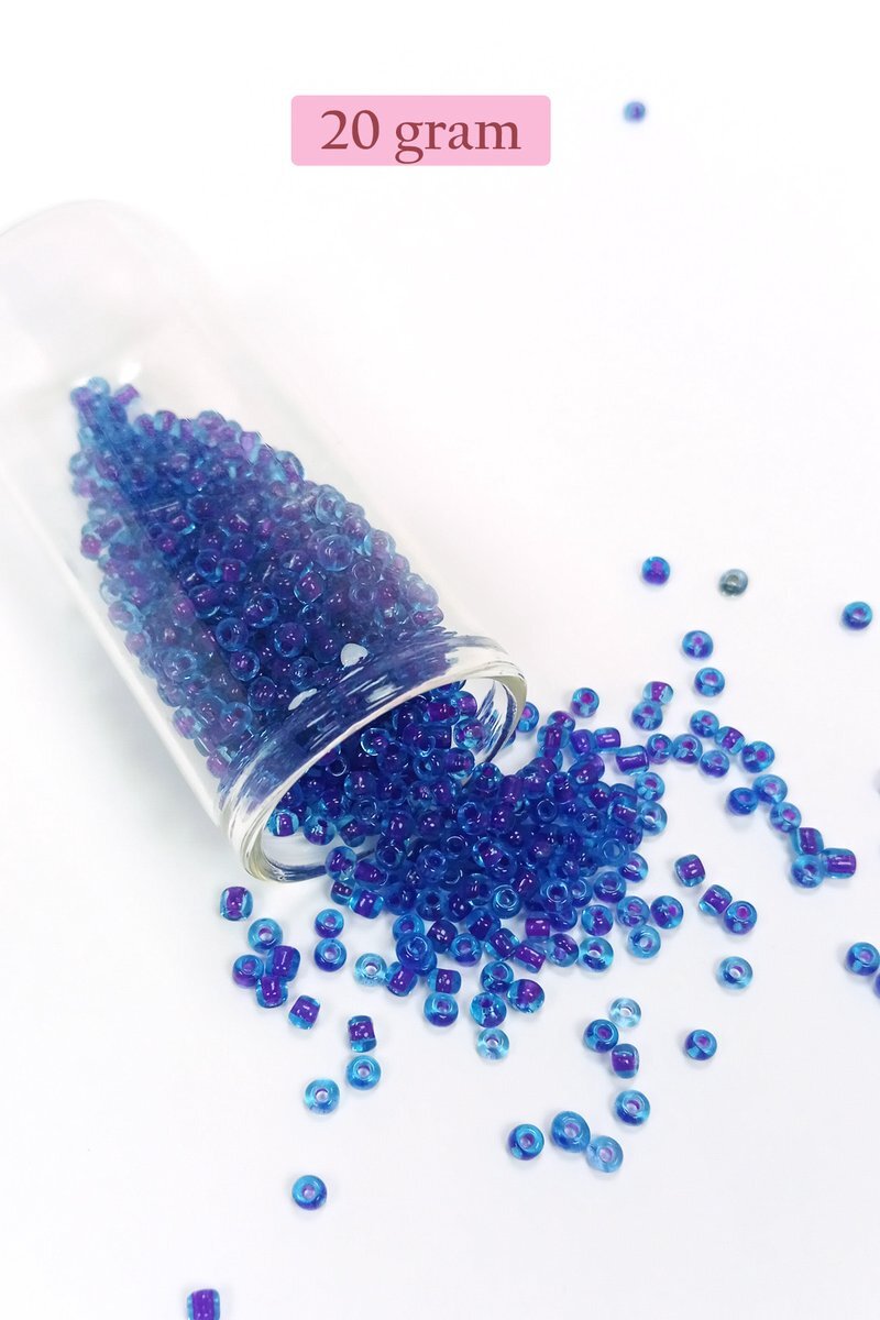 Dökme Cam Kum Boncuk (8/0) 3 mm - 20 Gram - Şeffaf Koyu Mavi - BNC161