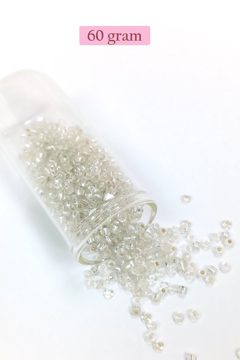 Dökme Cam Kum Boncuk (8/0) 3 mm - 60 Gram - Şeffaf Gümüş - BNC201