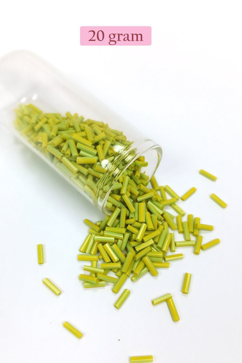 Uzun Boru Kesme Boncuk Çap 2mm Uzunluk 10 mm - 20 Gram - Yeşil - BNC243
