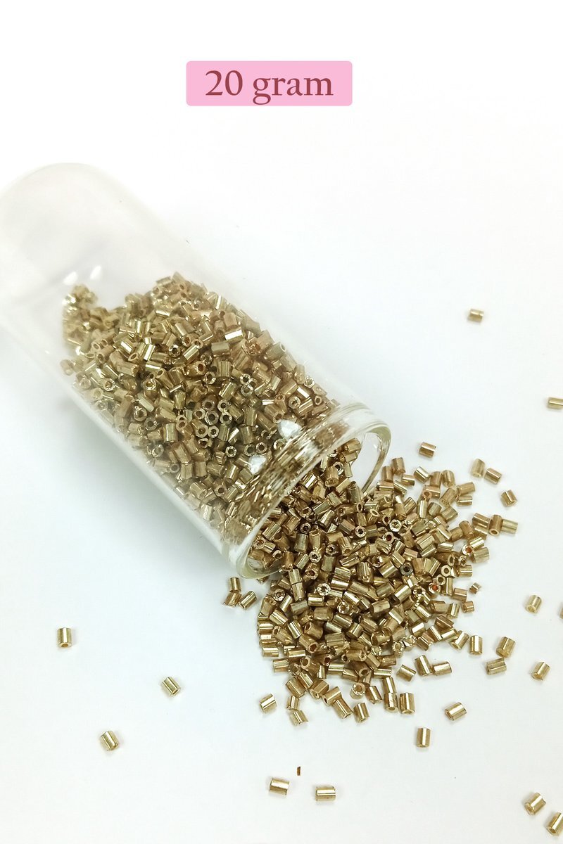 Kesme Cam Boncuk 2mm - 20 Gram - Gold - BNC308