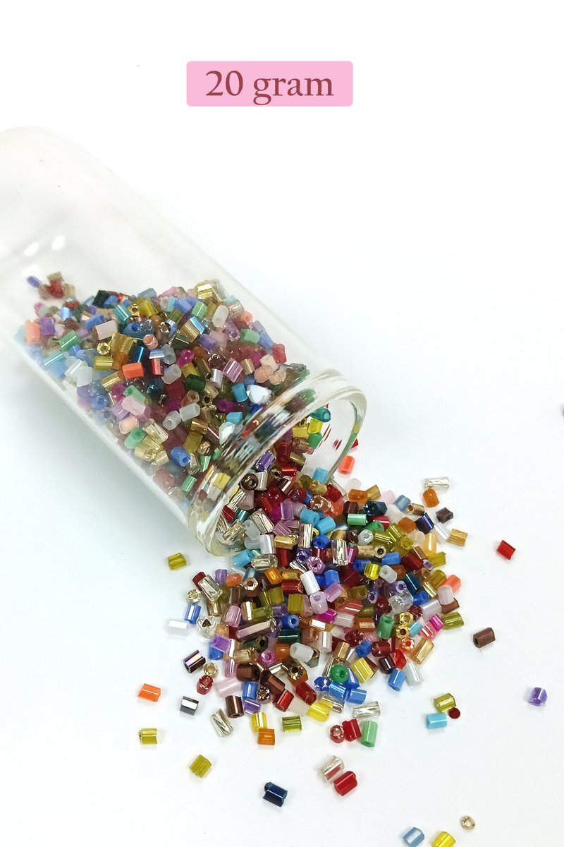 Kesme Cam Boncuk 2mm - 20 Gram - Karışık Renkli - BNC309