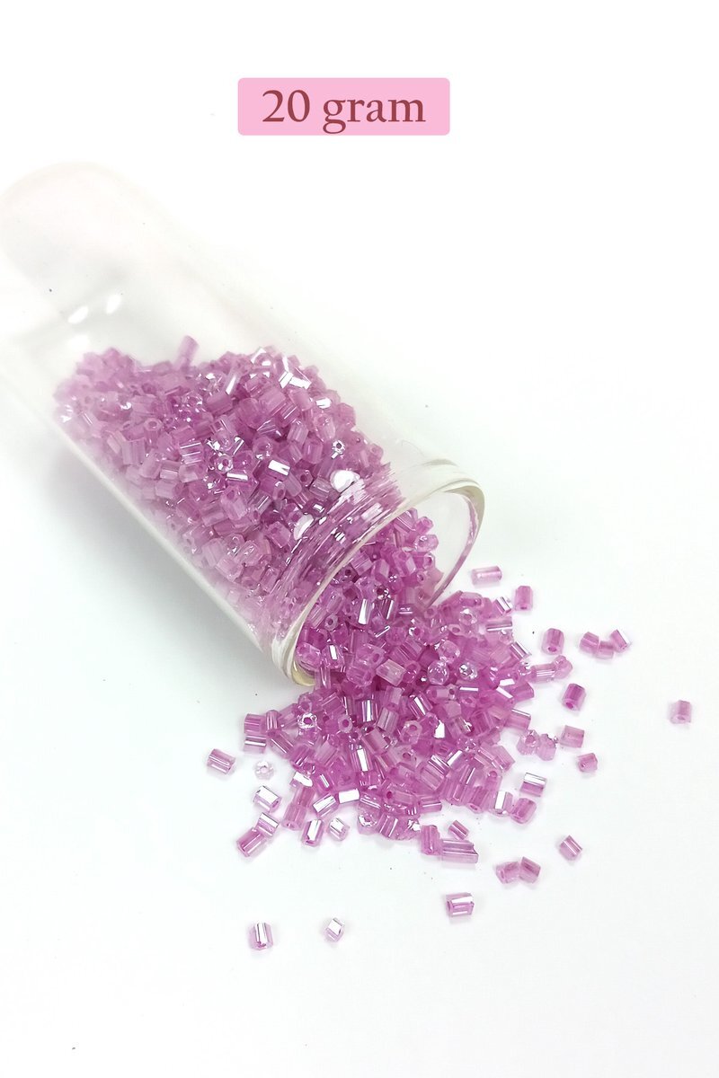 Kesme Cam Boncuk 2mm - 20 Gram - Şeffaf Eflatun - BNC311
