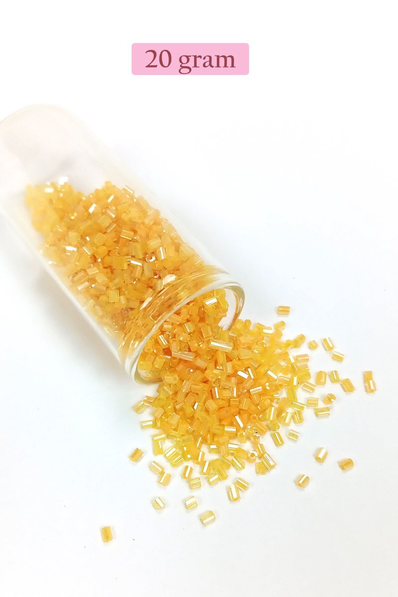 Kesme Cam Boncuk 2mm - 20 Gram - Şeffaf Koyu Sarı - BNC313