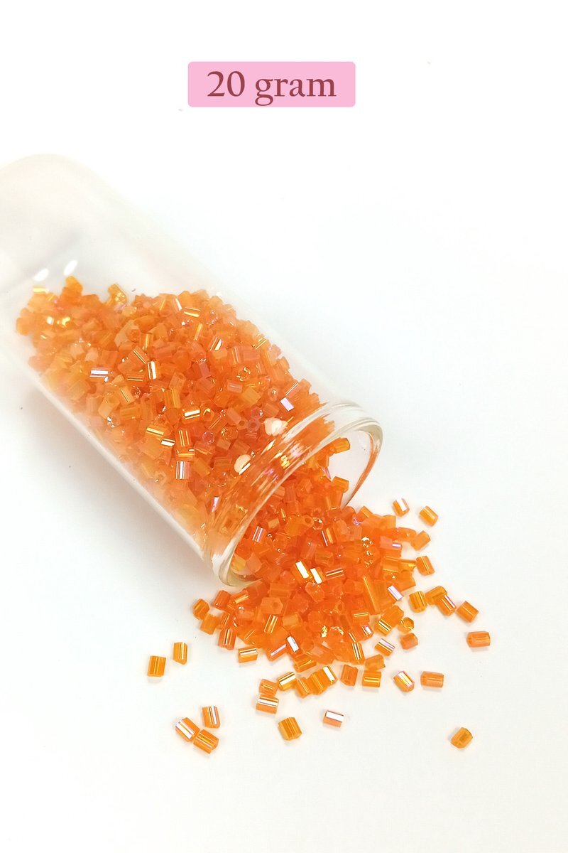 Kesme Cam Boncuk 2mm - 20 Gram - Şeffaf Turuncu - BNC314