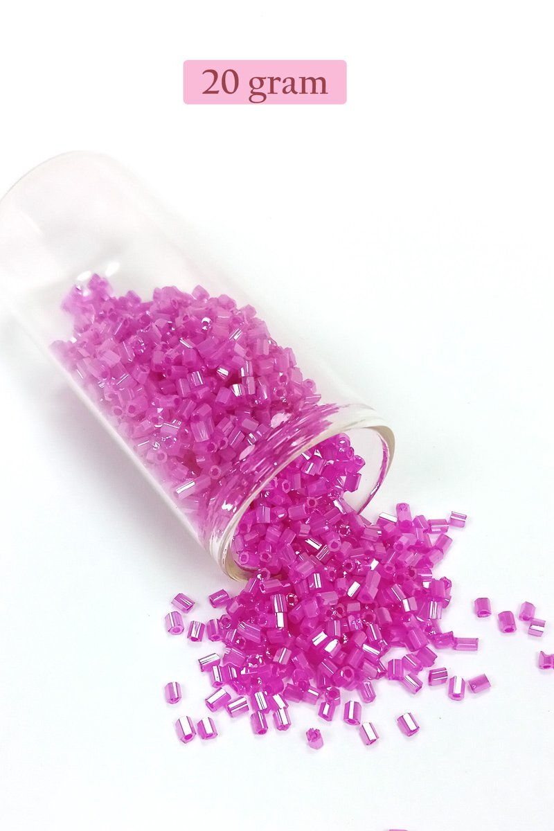 Kesme Cam Boncuk 2mm - 20 Gram - Şeffaf Fuşya - BNC315