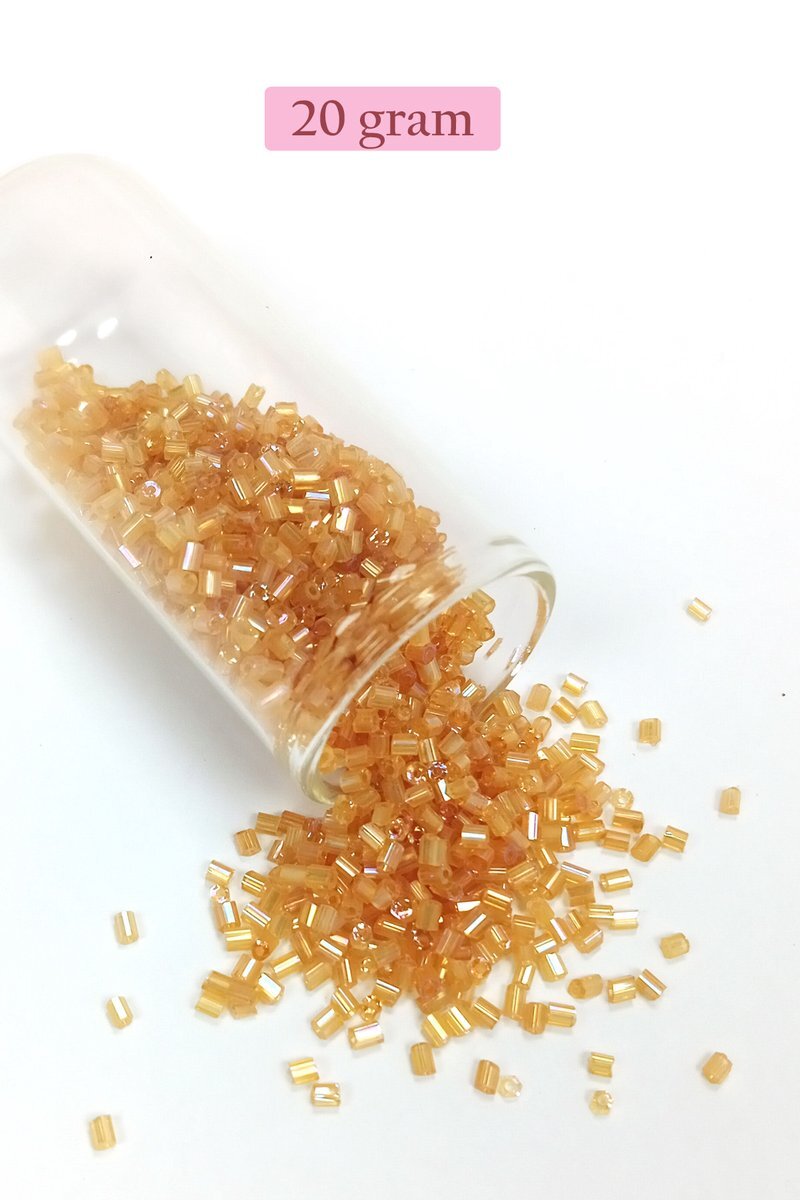 Kesme Cam Boncuk 2mm - 20 Gram - Şeffaf Altın - BNC318