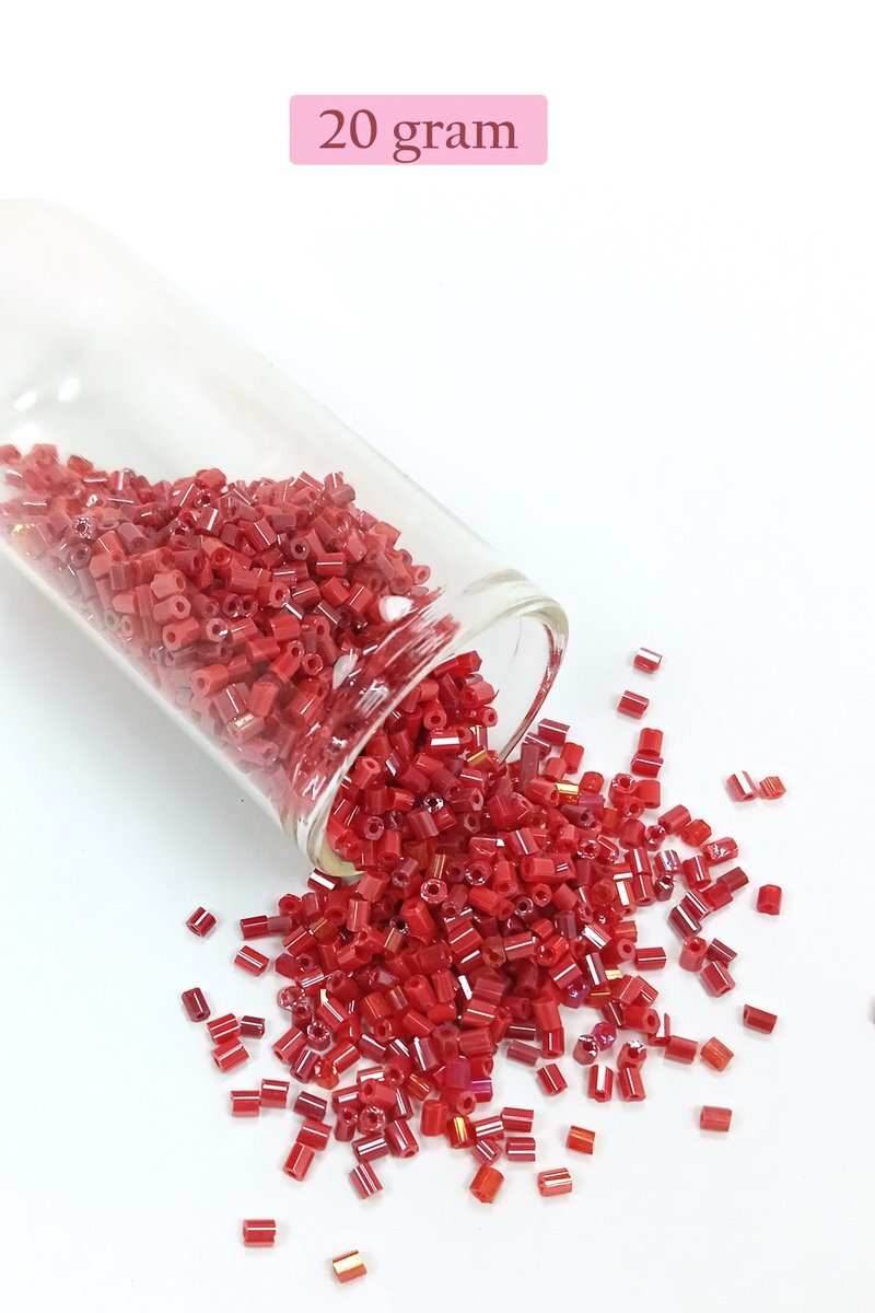 Kesme Cam Boncuk 2mm - 20 Gram - Koyu Kırmızı - BNC322