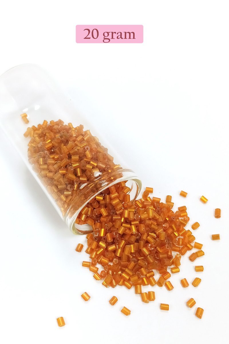 Kesme Cam Boncuk 2mm - 20 Gram - Şeffaf Koyu Turuncu - BNC327