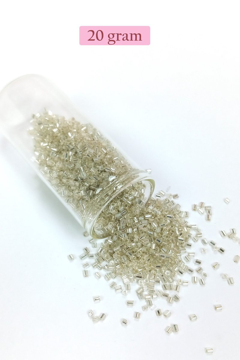 Kesme Cam Boncuk 2mm - 20 Gram - Şeffaf Gümüş - BNC330