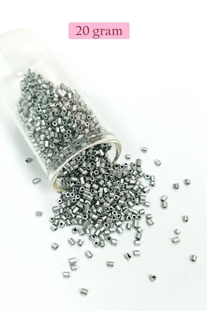 Kesme Cam Boncuk 2mm - 20 Gram - Mat Gümüş - BNC333
