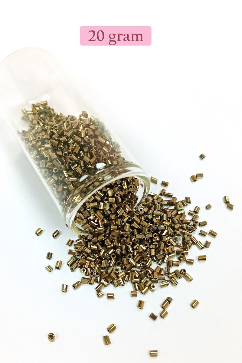 Kesme Cam Boncuk 2mm - 20 Gram - Metalik Sarı - BNC342