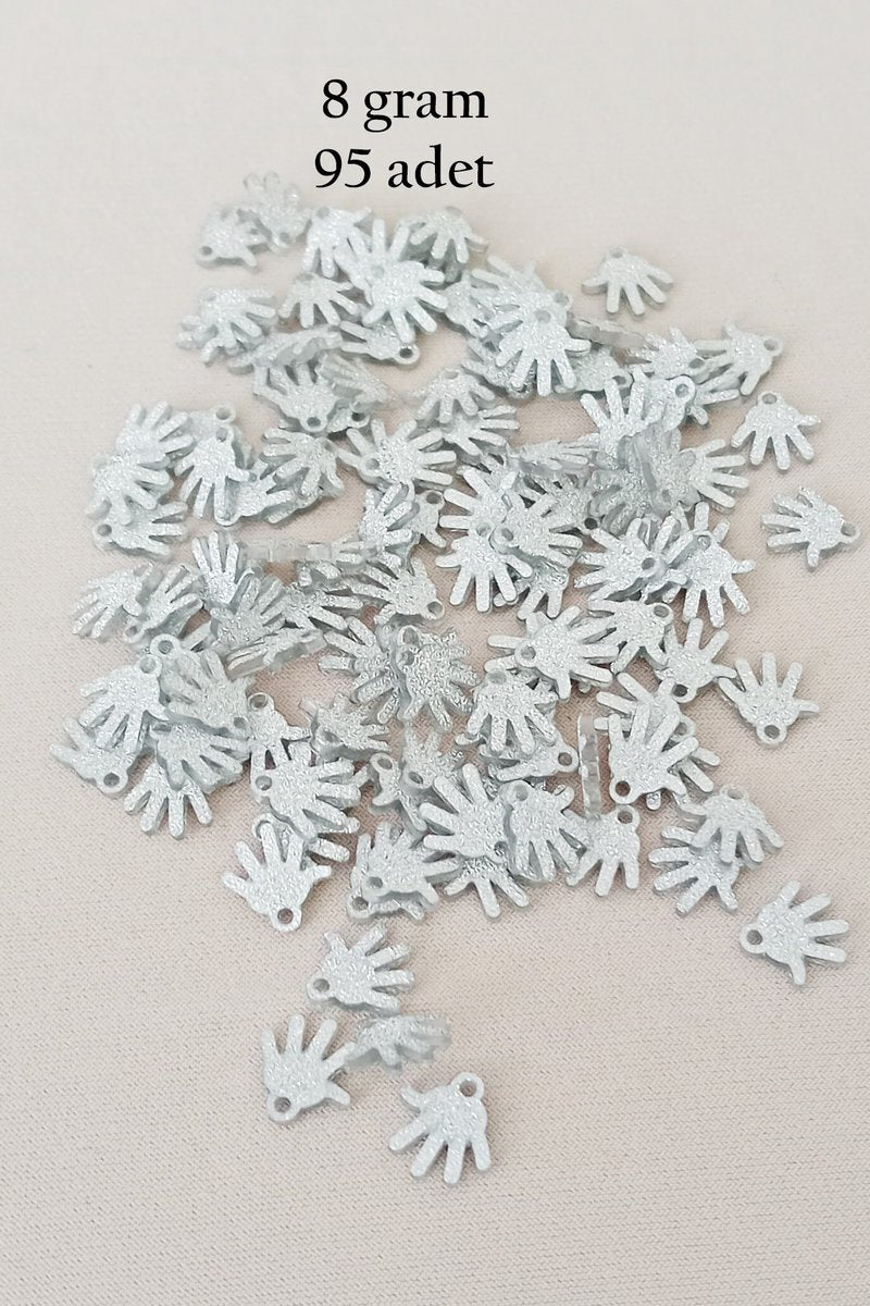 Oya Abiye Bileklik Kolye Pleksi Metalik Plastik Pul Gümüş Renk 8 gram 95 adet - BNC519