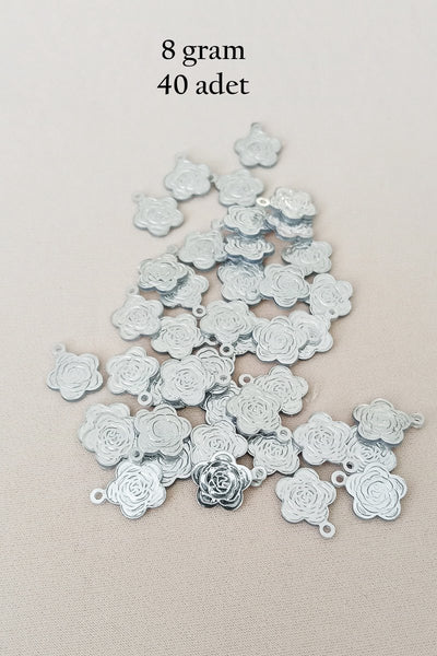 Oya Abiye Bileklik Kolye Pleksi Metalik Plastik Pul Gümüş Renk 8 gram 40 adet - BNC524