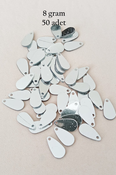 Oya Abiye Bileklik Kolye Pleksi Metalik Plastik Pul Gümüş Renk 8 gram 50 adet - BNC531