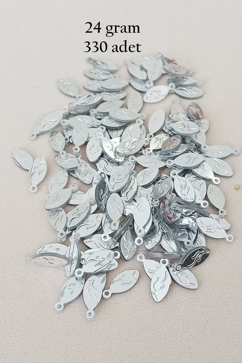 Oya Abiye Bileklik Kolye Pleksi Metalik Plastik Pul Gümüş Renk 24 gram 330 adet - BNC575