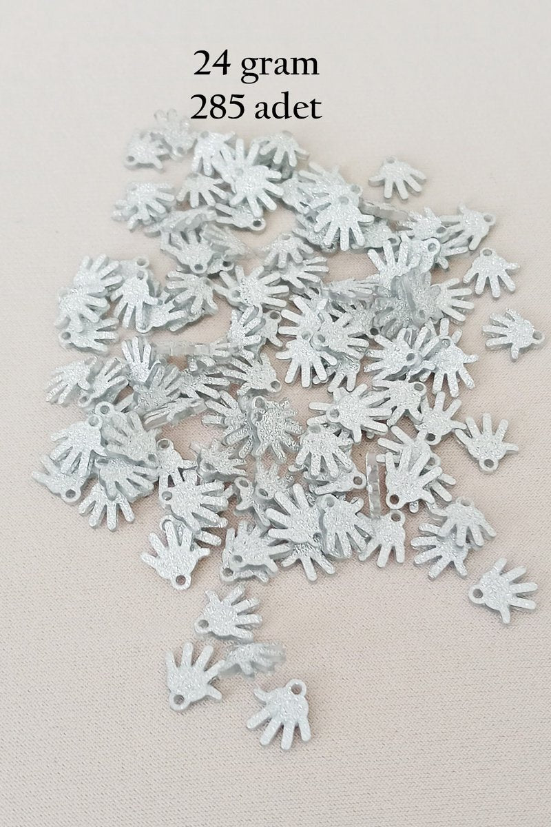 Oya Abiye Bileklik Kolye Pleksi Metalik Plastik Pul Gümüş Renk 24 gram 285 adet - BNC579