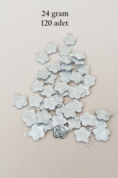 Oya Abiye Bileklik Kolye Pleksi Metalik Plastik Pul Gümüş Renk 24 gram 120 adet - BNC584