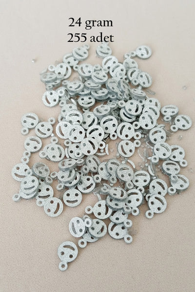 Oya Abiye Bileklik Kolye Pleksi Metalik Plastik Pul Gümüş Renk 24 gram 255 adet - BNC585