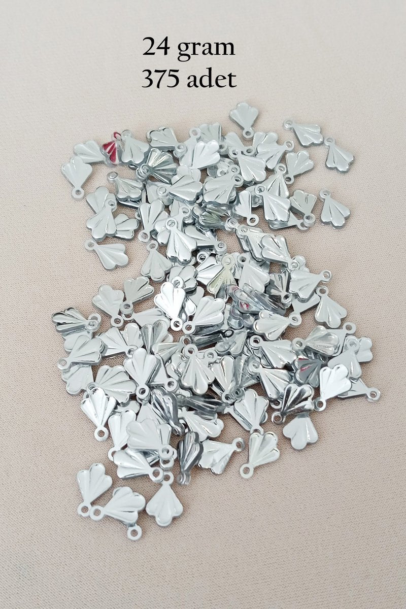 Oya Abiye Bileklik Kolye Pleksi Metalik Plastik Pul Gümüş Renk 24 gram 375 adet - BNC587